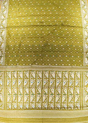 Green Jamdani Cotton Saree Without Blouse Piece
