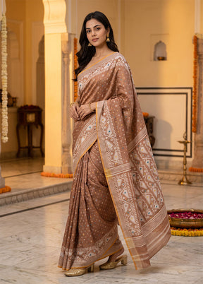 Maroon Jamdani Cotton Saree Without Blouse Piece