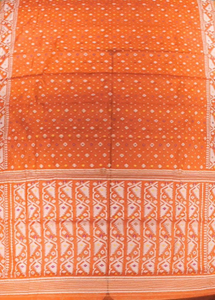 Orange Jamdani Cotton Saree Without Blouse Piece