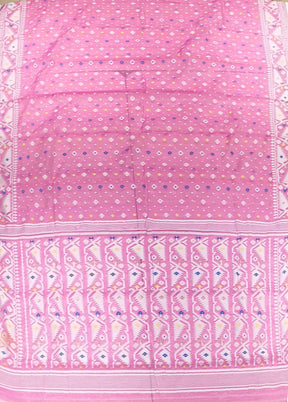 Purple Jamdani Cotton Saree Without Blouse Piece
