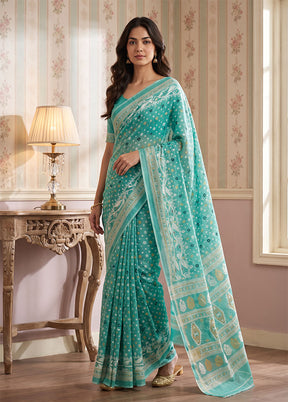 Green Jamdani Cotton Saree Without Blouse Piece