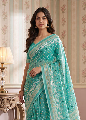 Green Jamdani Cotton Saree Without Blouse Piece