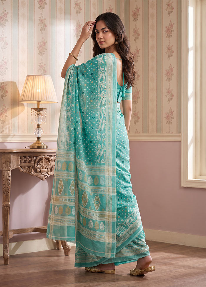 Green Jamdani Cotton Saree Without Blouse Piece