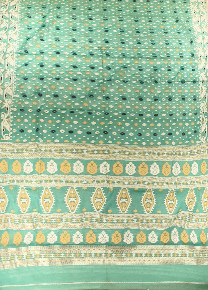 Green Jamdani Cotton Saree Without Blouse Piece