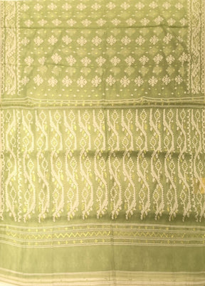 Green Jamdani Cotton Saree Without Blouse Piece