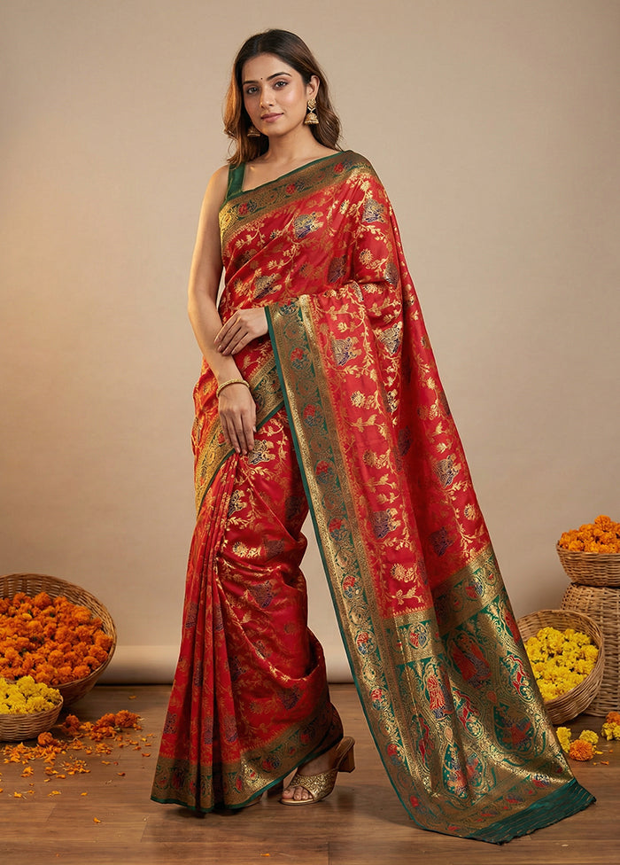 Green Dupion Silk Saree With Blouse Piece