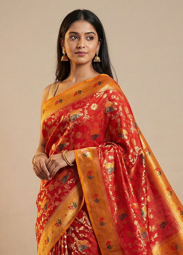 Yellow Dupion Silk Saree With Blouse Piece