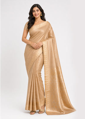Cream Banarasi Silk Saree With Blouse Piece