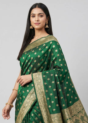 Green Banarasi Silk Saree With Blouse Piece