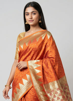 Yellow Tanchoi Silk Saree With Blouse Piece
