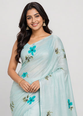 Green Organza Saree With Blouse Piece