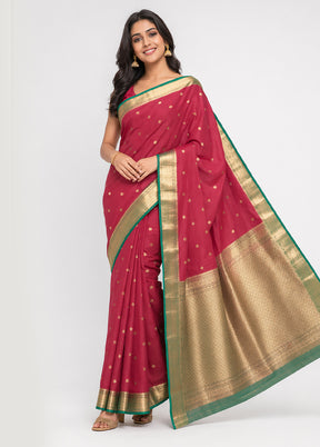 Maroon Kanjivaram Silk Saree With Blouse Piece