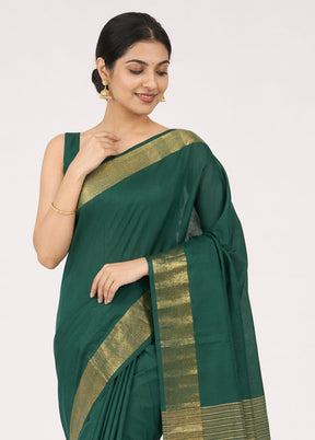 Green Dupion Silk Saree With Blouse Piece