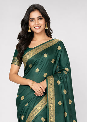 Green Dupion Silk Saree With Blouse Piece