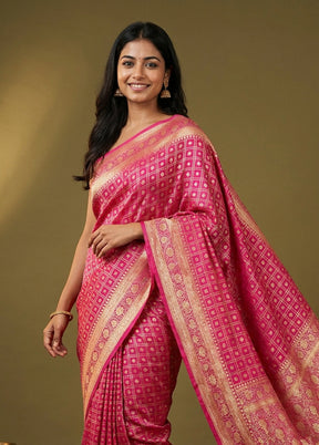 Pink Dupion Silk Saree With Blouse Piece
