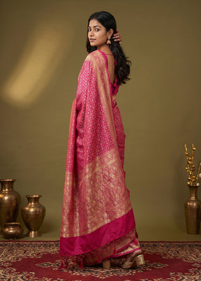 Pink Dupion Silk Saree With Blouse Piece