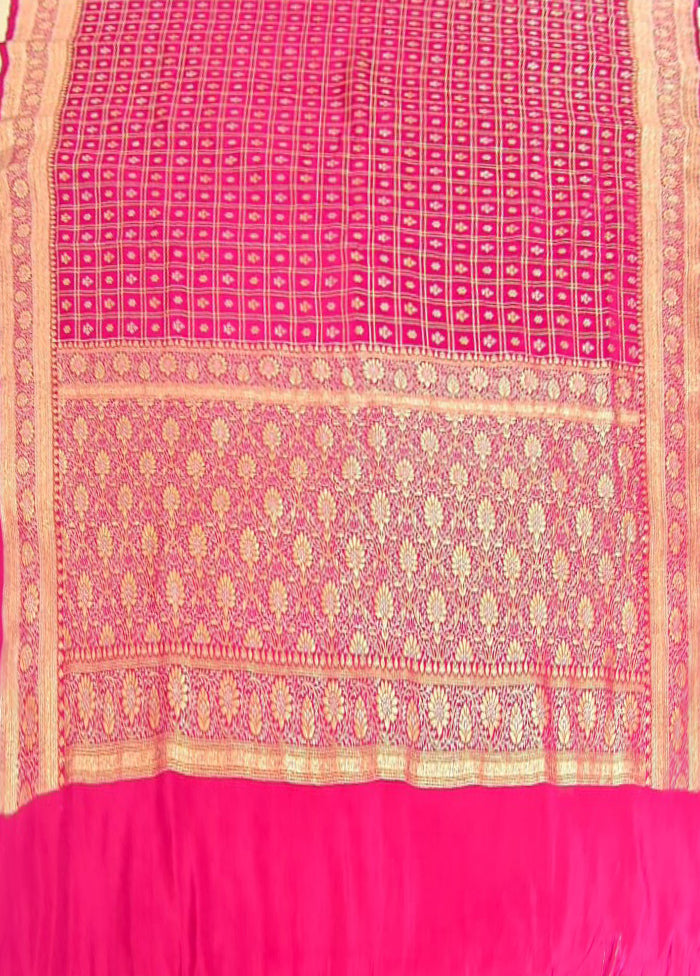 Pink Dupion Silk Saree With Blouse Piece