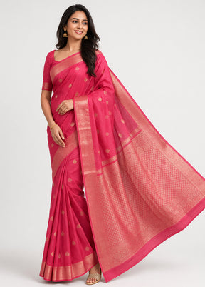 Red Handloom Kanjivaram Pure Silk Saree With Blouse Piece