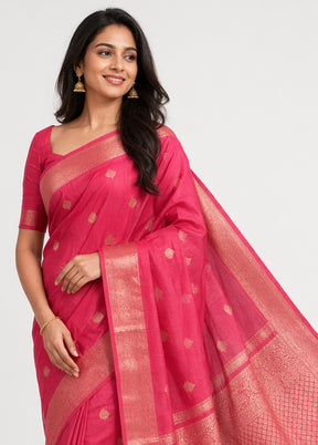 Red Handloom Kanjivaram Pure Silk Saree With Blouse Piece