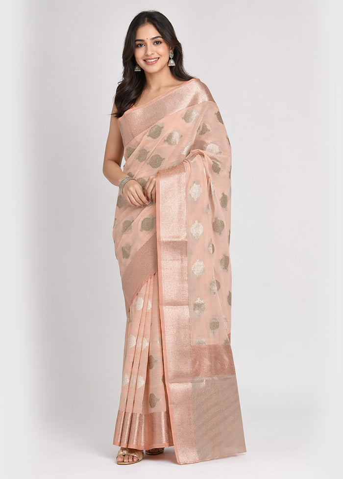 Pink Cotton Saree With Blouse Piece