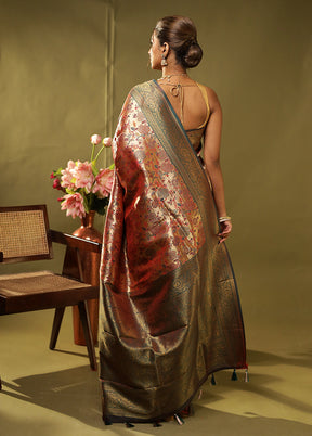 Gold Dupion Silk Saree With Blouse Piece