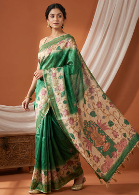 Cream Tussar Silk Saree With Blouse Piece