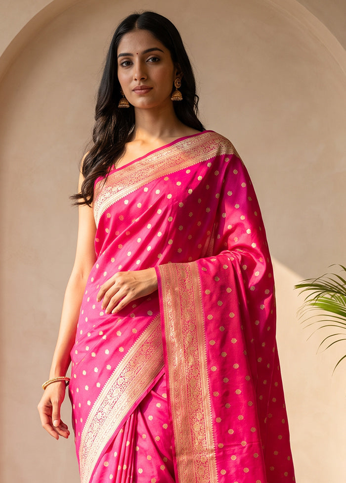 Pink Katan Silk Saree With Blouse Piece