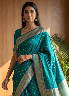 Green Katan Silk Saree With Blouse Piece