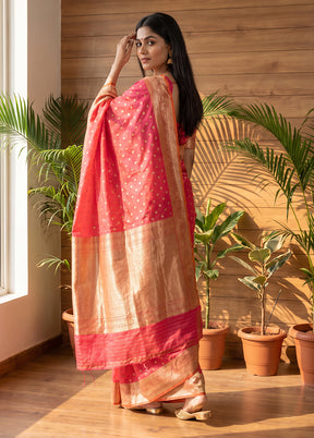 Pink Katan Silk Saree With Blouse Piece