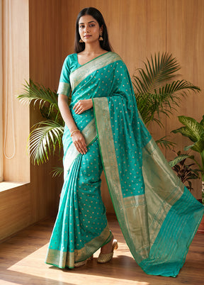 Green Katan Silk Saree With Blouse Piece
