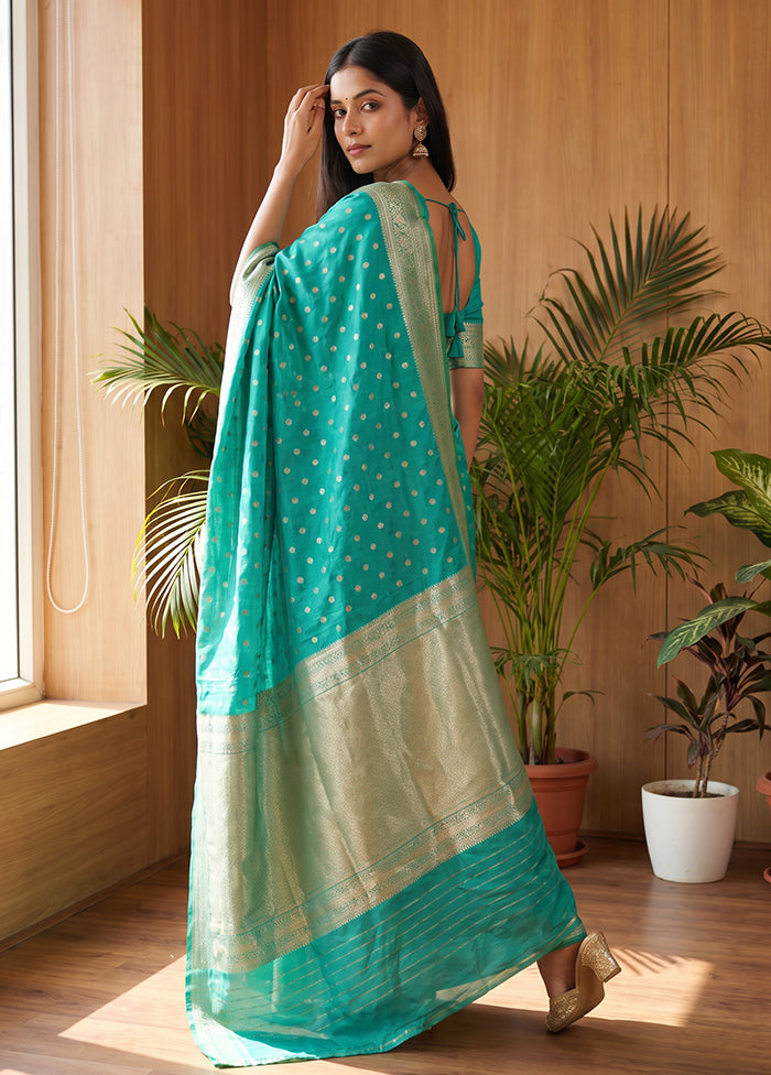 Green Katan Silk Saree With Blouse Piece