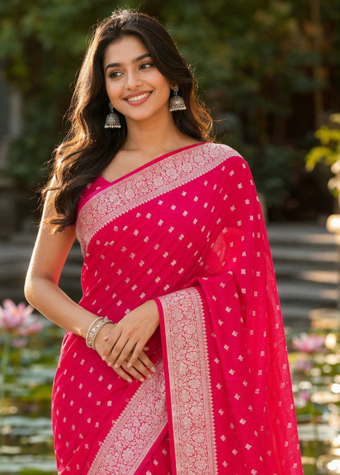 Pink Katan Silk Saree With Blouse Piece
