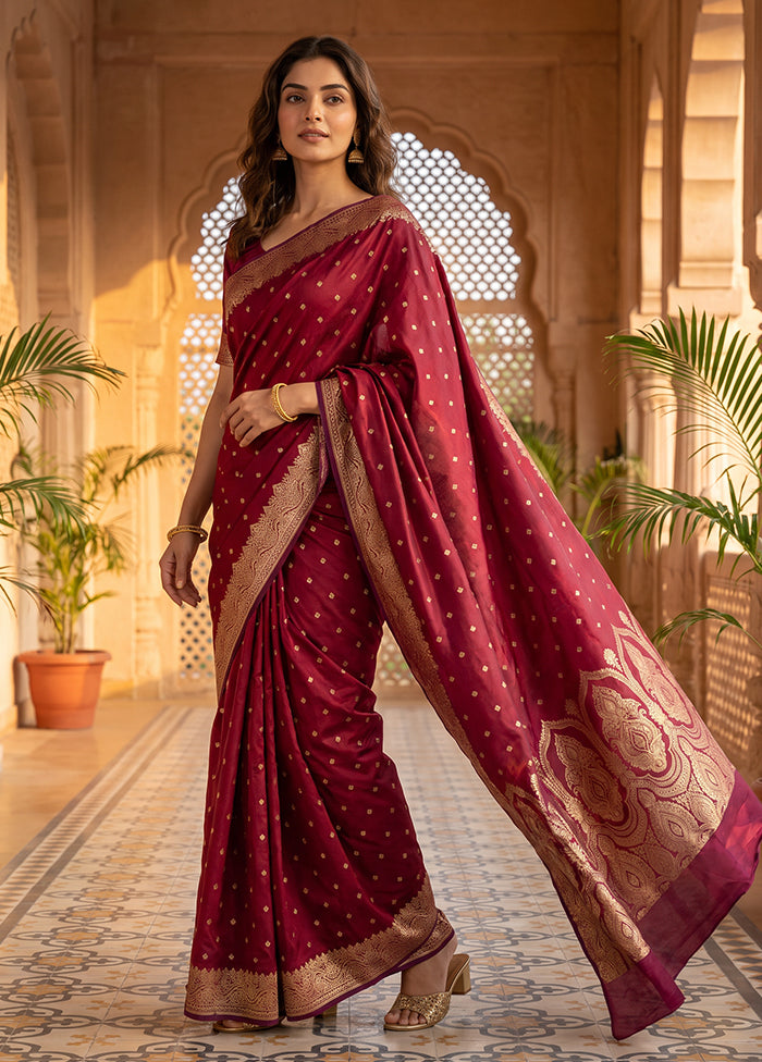 Purple Katan Silk Saree With Blouse Piece