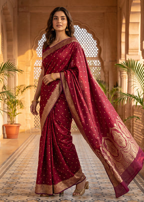 Purple Katan Silk Saree With Blouse Piece
