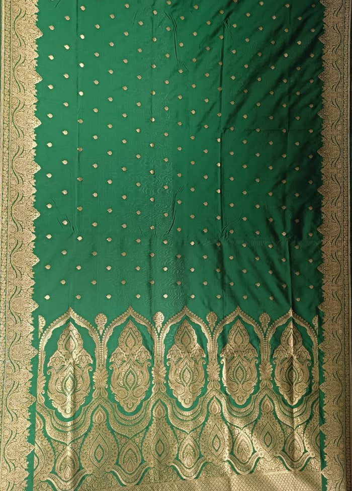 Green Katan Silk Saree With Blouse Piece
