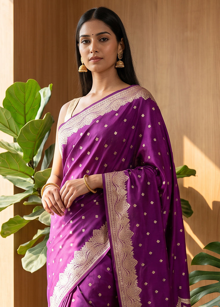 Purple Katan Silk Saree With Blouse Piece