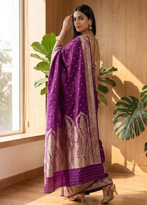 Purple Katan Silk Saree With Blouse Piece