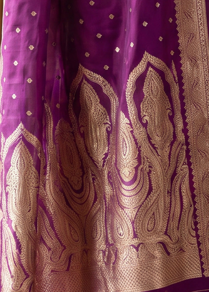 Purple Katan Silk Saree With Blouse Piece