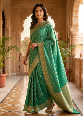 Green Katan Silk Saree With Blouse Piece