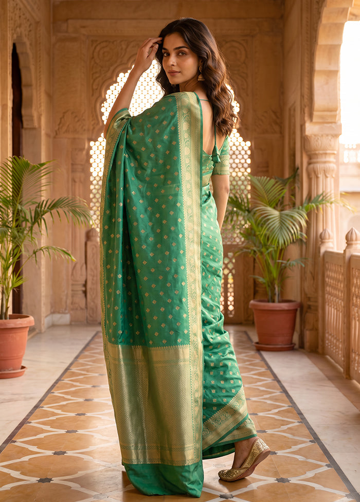 Green Katan Silk Saree With Blouse Piece