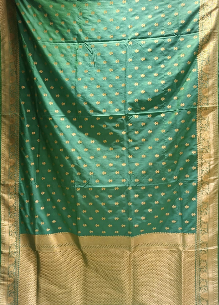 Green Katan Silk Saree With Blouse Piece