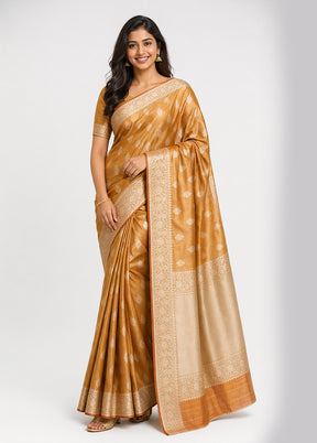 Rust Tissue Silk Saree With Blouse Piece