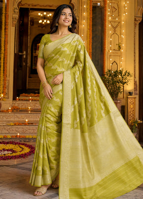 Green Tissue Silk Saree With Blouse Piece