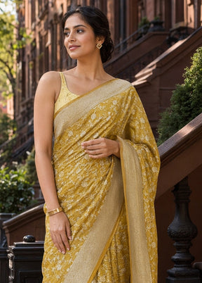 Orange Tissue Silk Saree With Blouse Piece