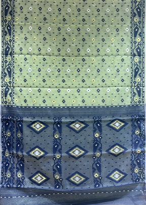 Blue Jamdani Cotton Saree Without Blouse Piece