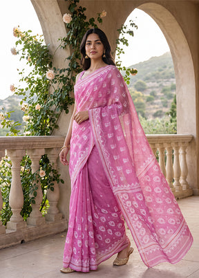 Purple Jamdani Cotton Saree Without Blouse Piece