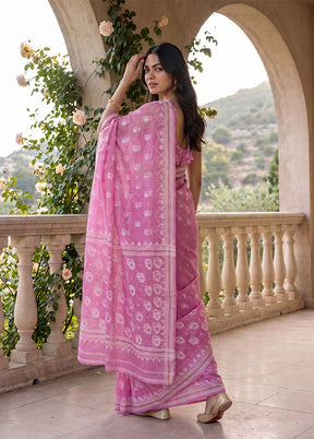 Purple Jamdani Cotton Saree Without Blouse Piece