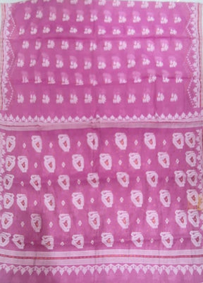 Purple Jamdani Cotton Saree Without Blouse Piece