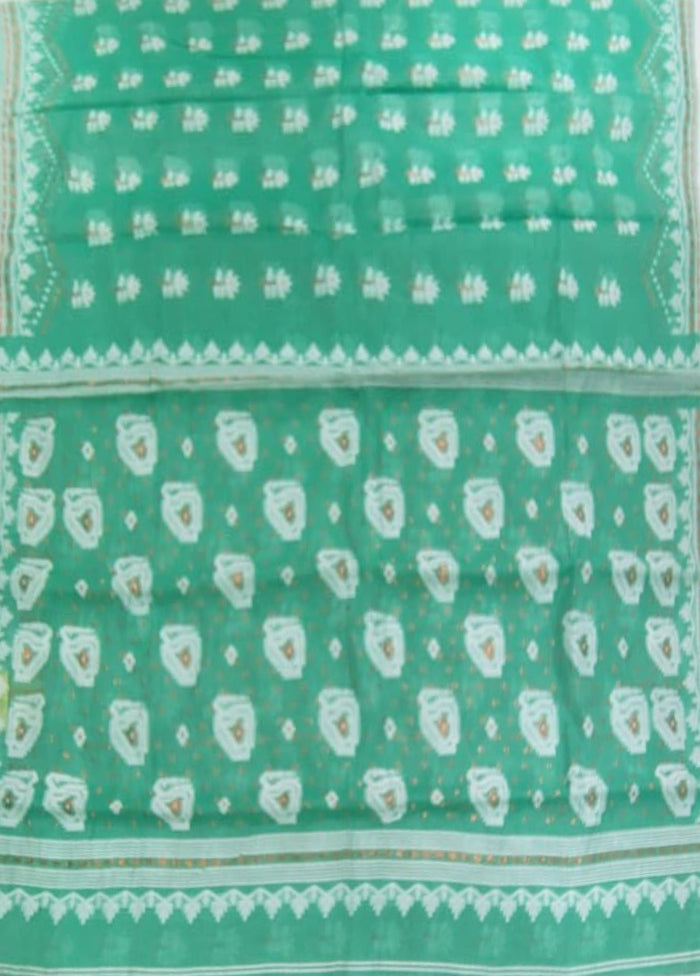 Green Jamdani Cotton Saree Without Blouse Piece