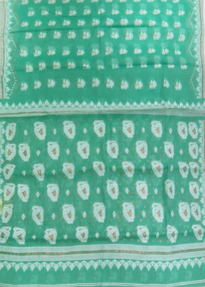Green Jamdani Cotton Saree Without Blouse Piece